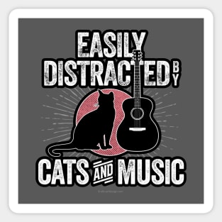 Easily Distracted by Cats and Music Sticker